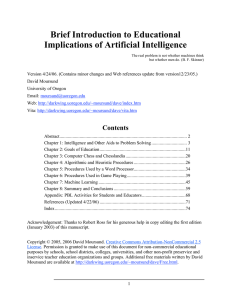 Brief Introduction to Educational Implications of Artificial Intelligence