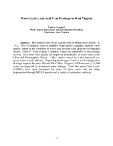 Overview of Acid Mine Drainage and Extent in West Virginia