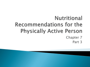 Nutritional Recommendations for the Physically Active Person