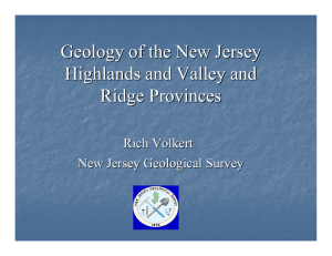 Geology of the New Jersey Highlands and Valley and Ridge Provinces