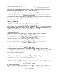 Chemical Equilibrium Review Ch 13-14 2015