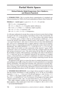 Partial Metric Spaces - Department of Computer Science