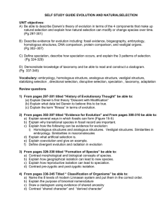 Student Study Guide THEORY AND EVIDENCE OF EVOLUTION 15