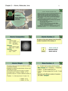 Chapter 2 ATOMS AND ELEMENTS