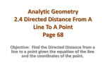 Analytic Geometry 2.4 Directed Distance From A Line To A Point
