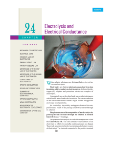 Electrolysis and Electrical Conductance