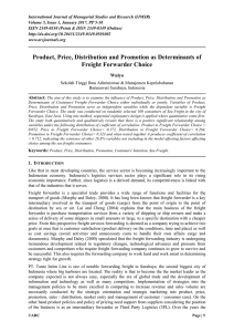 Product, Price, Distribution and Promotion as Determinants of
