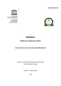 Statistics, National Diploma - UNESDOC