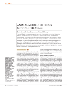 ANIMAL MODELS OF SEPSIS: SETTING THE STAGE