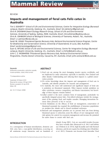 Impacts and management of feral cats Felis catus in Australia