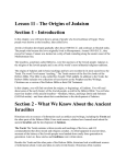 Lesson 11 - The Origins of Judaism