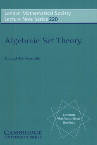 Algebraic Set Theory (London Mathematical Society Lecture Note