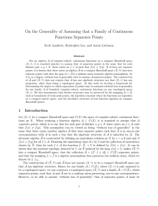 On the Generality of Assuming that a Family of Continuous