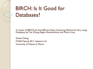 BIRCH: Is it good for databases?