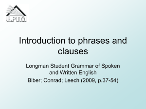 Chapter 3 - Introduction to phrases and clauses