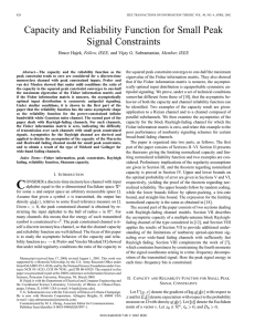 Capacity and reliability function for small peak signal constraints