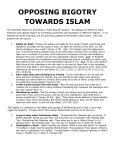 OPPOSING BIGOTRY TOWARDS ISLAM The Interfaith Alliance is