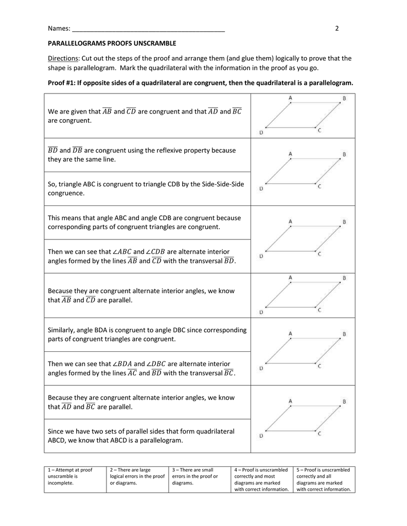 02 Parallelogram Proof Unscramble Answers
