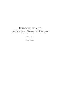 Introduction to Algebraic Number Theory