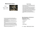 Metamorphic Rocks Summary