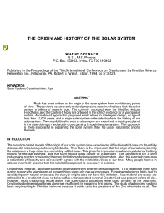 The Origin and History of the Solar System