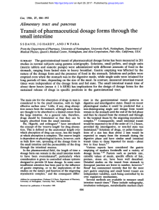 Transit of pharmaceutical dosage forms through the small intestine