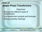 Unit 27 Single-Phase Transformers