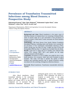 Prevalence of Transfusion Transmitted Infections among Blood Donors