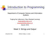 Lecture slides for week 5 - Department of Computer Science and