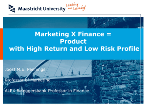 Marketing X Finance = Product with High Return and Low Risk Profile