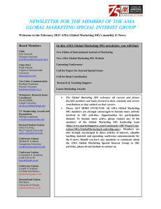 Newsletter for the Members of the AMA Global Marketing Special