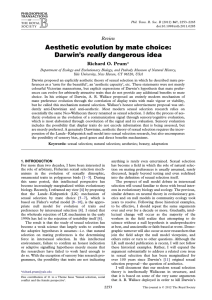 Aesthetic evolution by mate choice: Darwin`s really dangerous idea