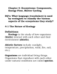 Chapter 4: Ecosystems: Components, Energy Flow, Matter Cycling