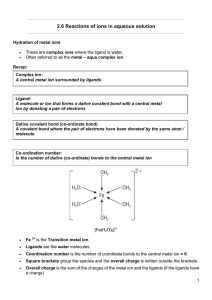 2.6 Reactions of ions in aqueous solution