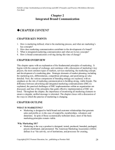 Chapter 2 Integrated Brand Communication uCHAPTER CONTENT