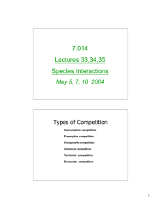 7.014 Lectures 33,34,35 Species Interactions