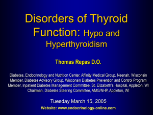 Disorders of Thyroid Function - Endocrinology