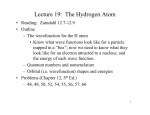 Lecture 19: The Hydrogen Atom