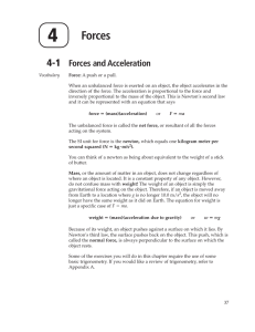 4-1 Forces and Acceleration