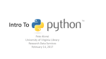 Intro To Python - University of Virginia Library