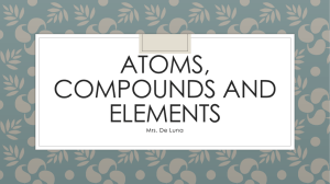 Atoms, compounds and elements - Mrs. Tes de Luna`s Science Class