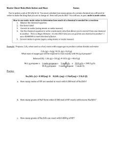 Master Sheet Mole:Mole Ratios and Mass