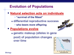 AP Biology Natural selection acts on individuals “survival of the fittest”