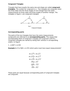 Congruent Triangles shortcuts SAS Notes