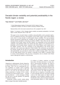 Decadal climate variability and potential predictability in the nordic