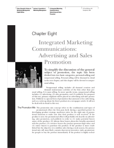 Integrated Marketing Communications: Advertising and Sales