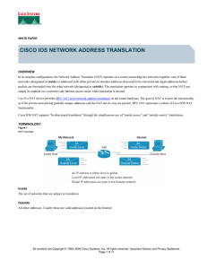 CISCO IOS NETWORK ADDRESS TRANSLATION