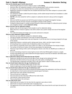 Earth`s History Lesson 3: Absolute Dating