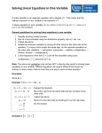 Solving Linear Equations in One Variable