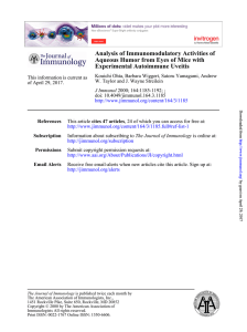 Analysis of Immunomodulatory Activities of Aqueous Humor from